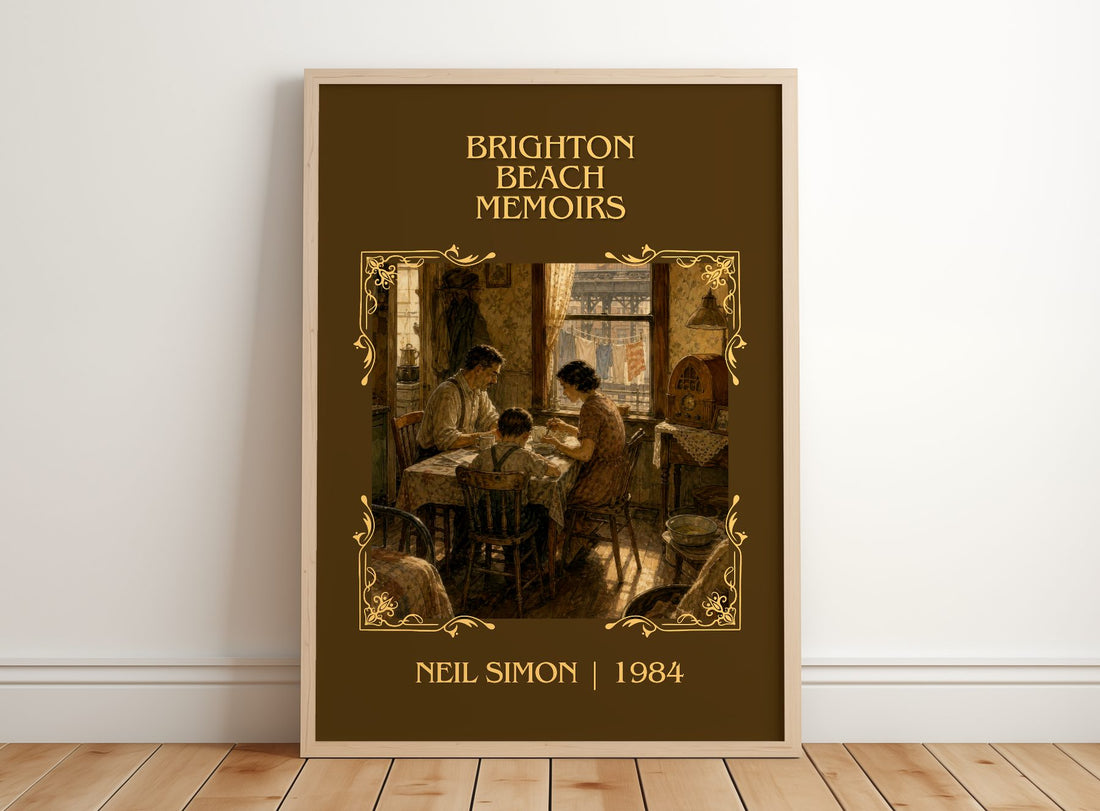 Brighton Beach memoirs Classic Book Art Print by Neil Simon – framed print leaning on a wooden floor
