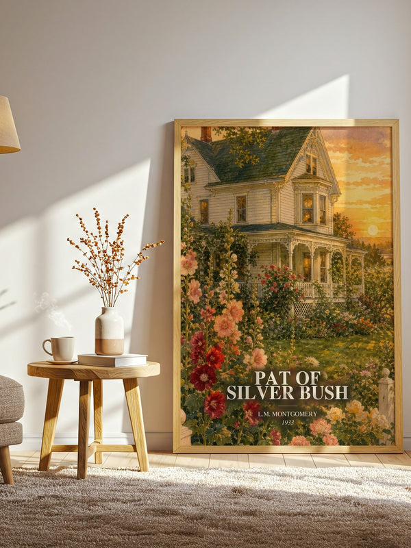 Pat Of Silver Bush watercolour print in frame leaning in hallway – childrens wall art