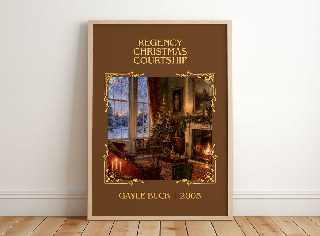 Regency Christmas Courtship Classic Book Art Print by Gayle Buck – framed print leaning on a wooden floor