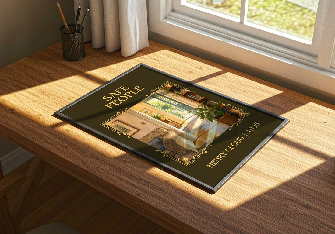 Safe People Classic Book Art Print by Henry Cloud – print on a sunlit desk