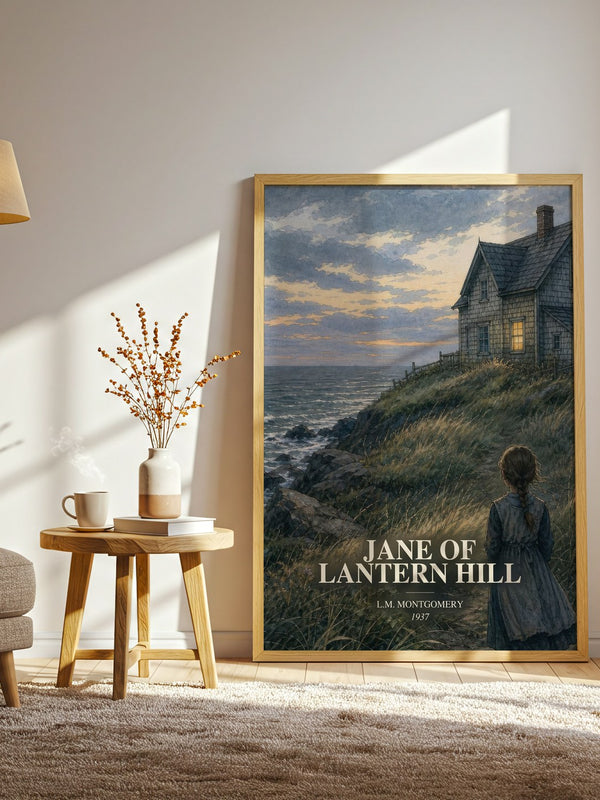 Jane Of Lantern Hill watercolour print in frame leaning in hallway – childrens wall art