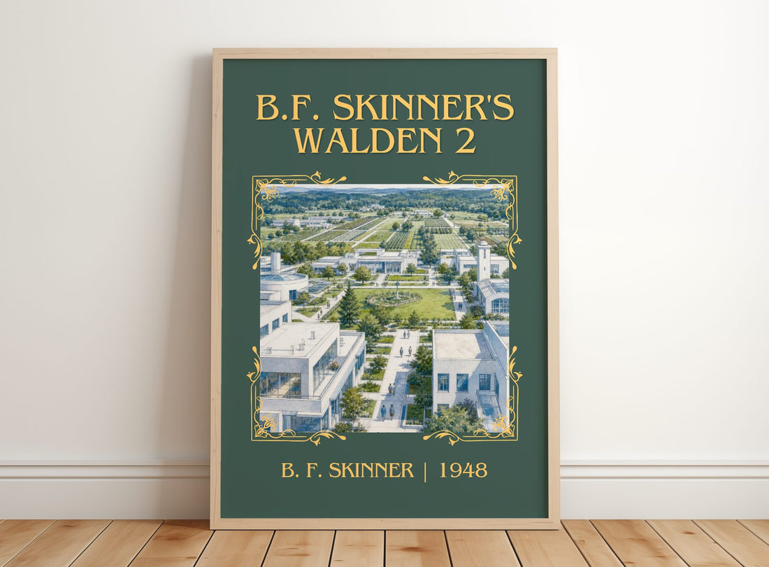 B.F. Skinner's Walden 2 Classic Book Art Print by B. F. Skinner – framed print leaning on a wooden floor