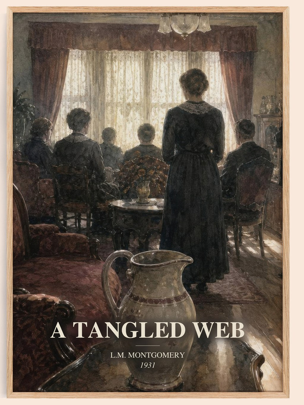 A Tangled Web watercolour book poster by L.M. Montgomery – framed literary art print