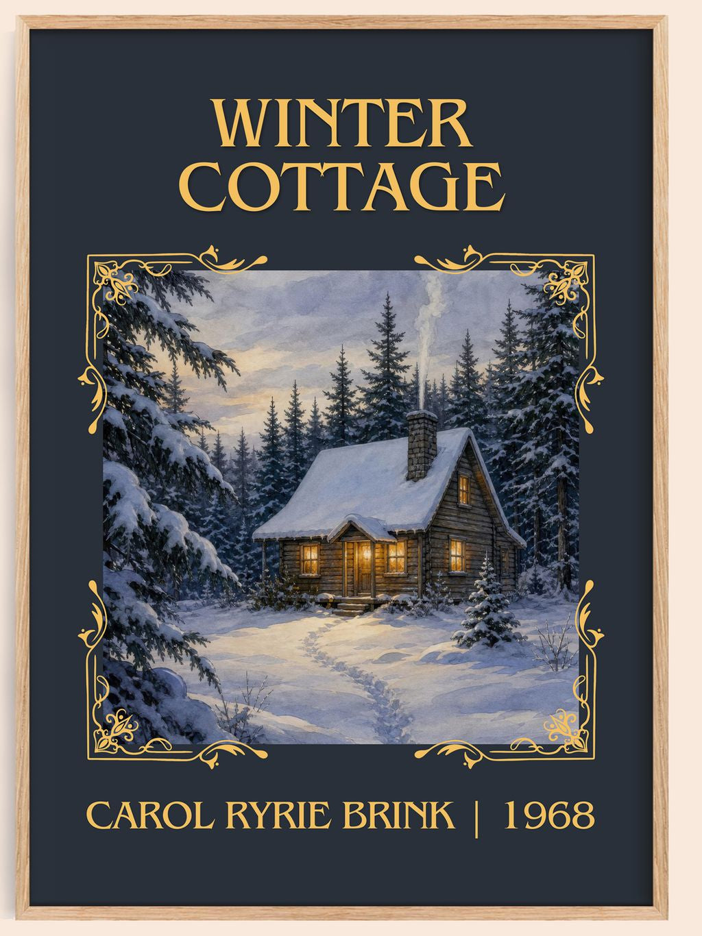 Winter Cottage Classic Book Art Print by Carol Ryrie Brink – book poster