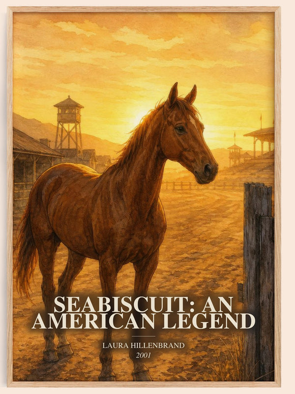 Seabiscuit: An American Legend watercolour book poster by Laura Hillenbrand – framed literary art print