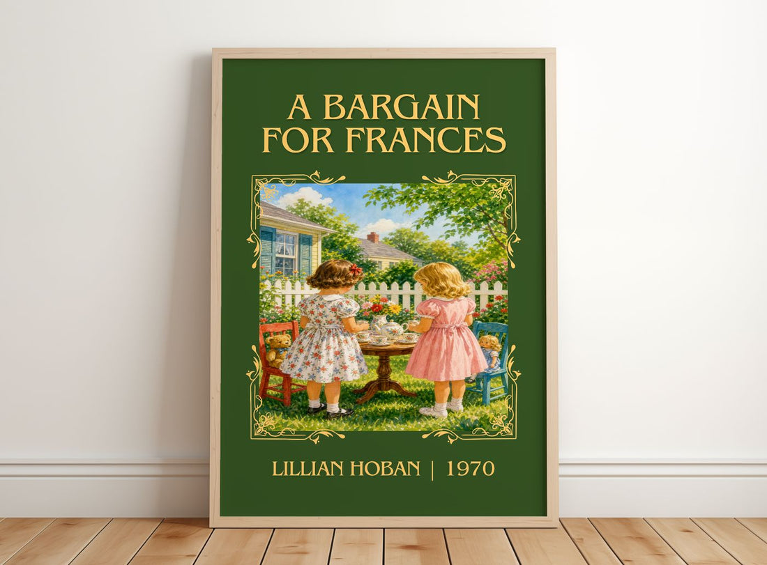 A Bargain for Frances Classic Book Art Print by Lillian Hoban – framed print leaning on a wooden floor
