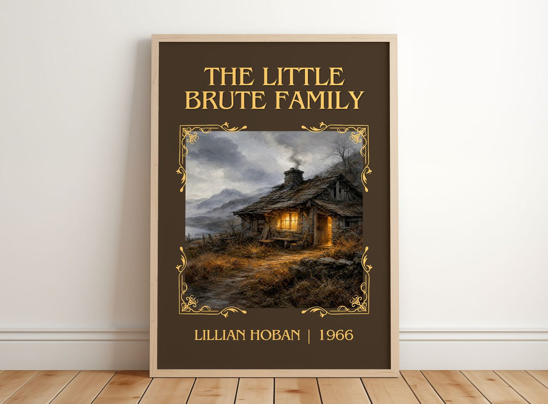 The little Brute family Classic Book Art Print by Lillian Hoban – framed print leaning on a wooden floor