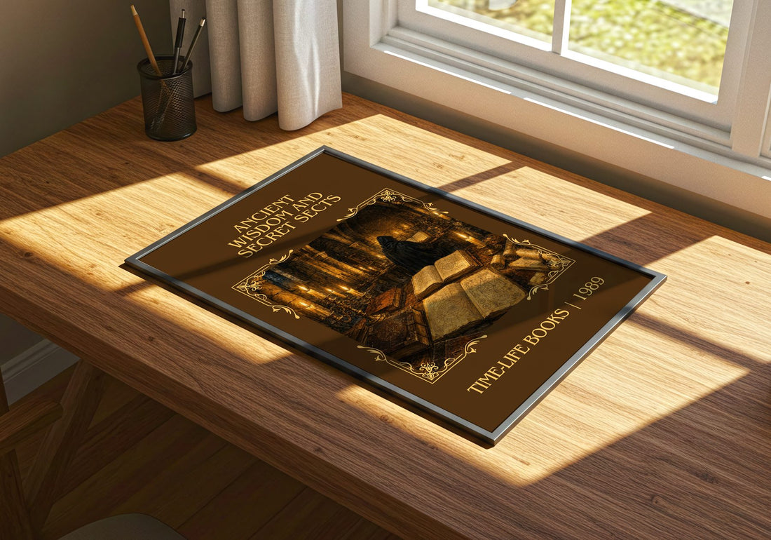 Ancient wisdom and secret sects Classic Book Art Print by T. Books – print on a sunlit desk