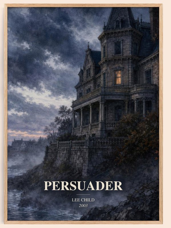 Persuader watercolour book poster by Lee Child – framed literary art print