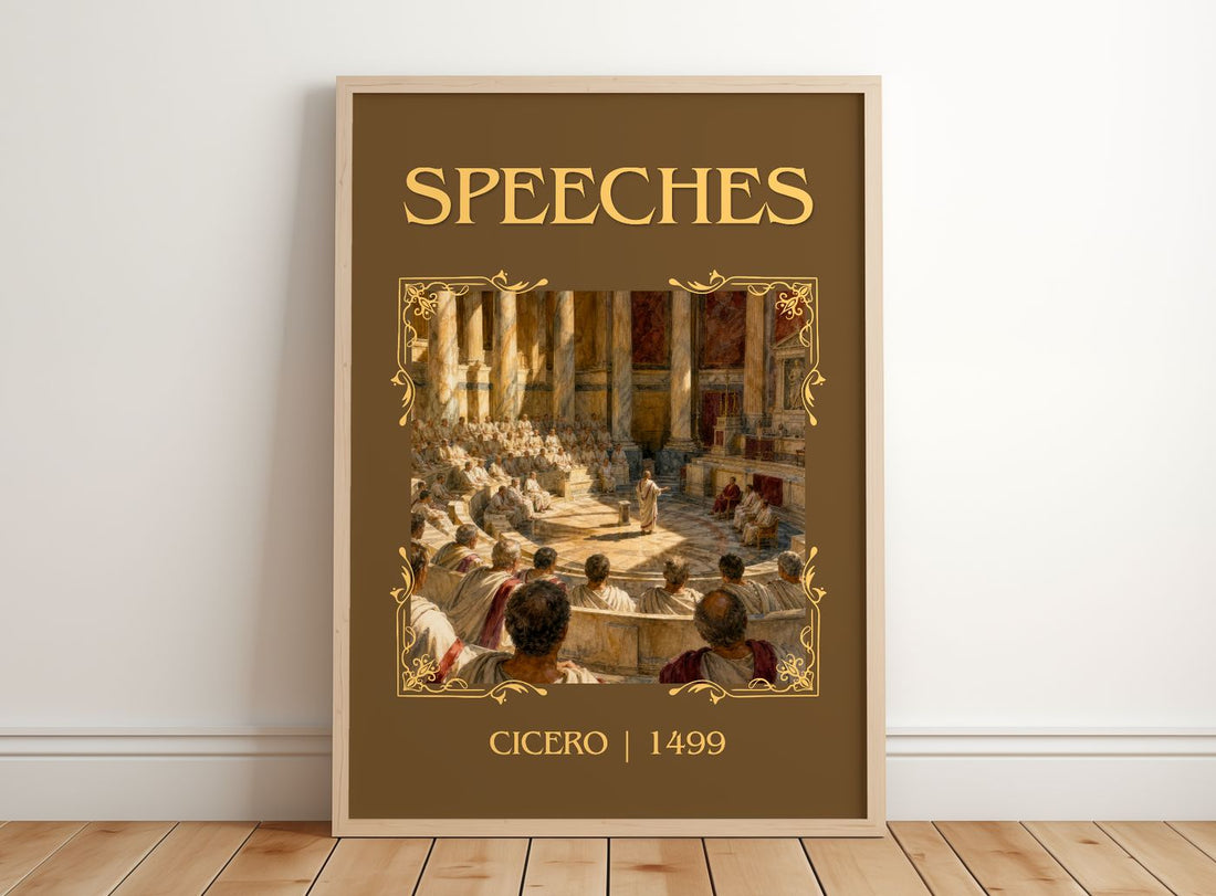 Speeches Classic Book Art Print by Cicero – framed print leaning on a wooden floor