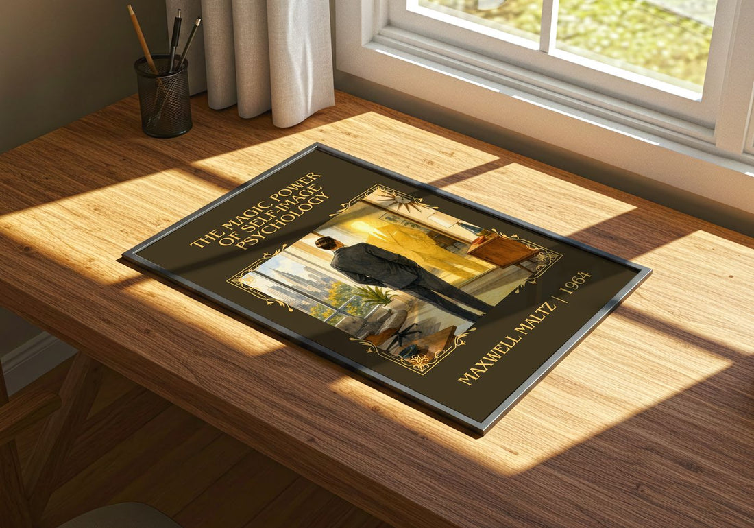 The Magic Power of Self-Image Psychology Classic Book Art Print by Maxwell Maltz – print on a sunlit desk