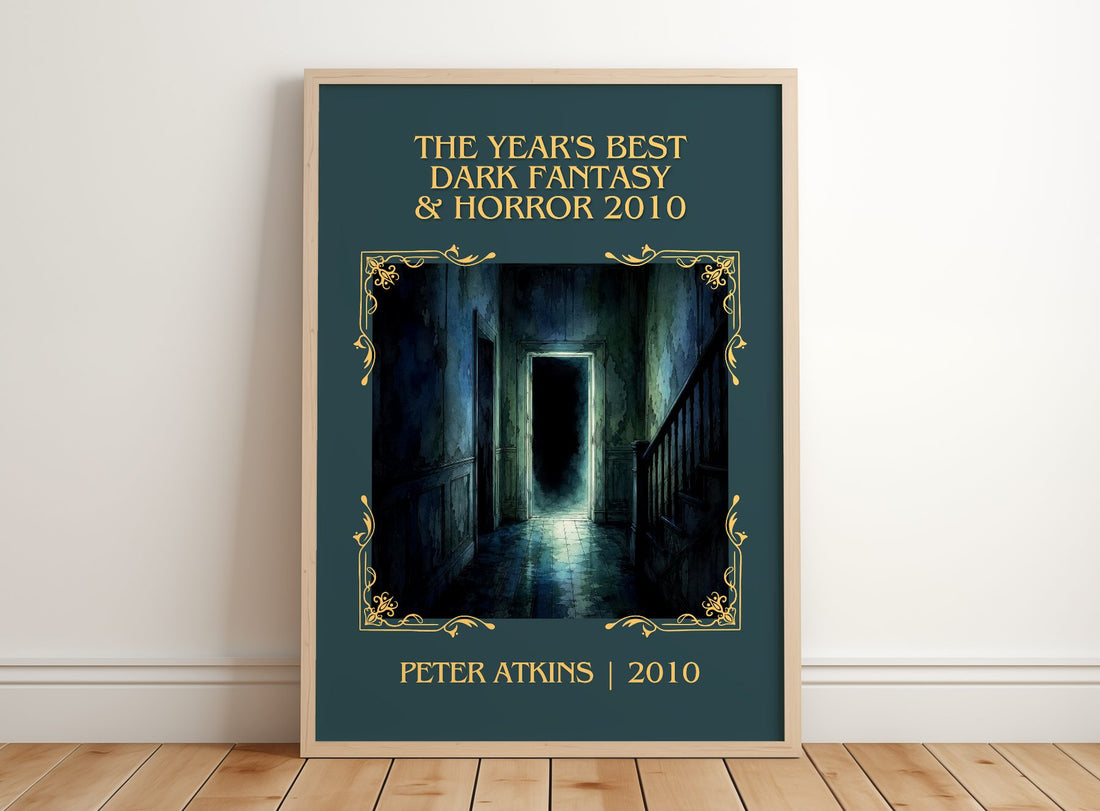 The Year's Best Dark Fantasy & Horror 2010 Classic Book Art Print by Peter Atkins – framed print leaning on a wooden floor