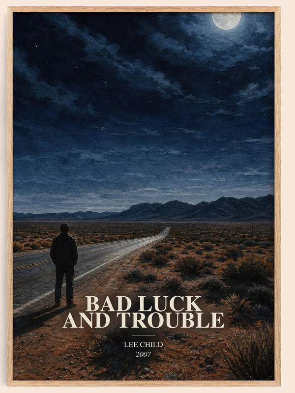 Bad Luck And Trouble watercolour book poster by Lee Child – framed literary art print