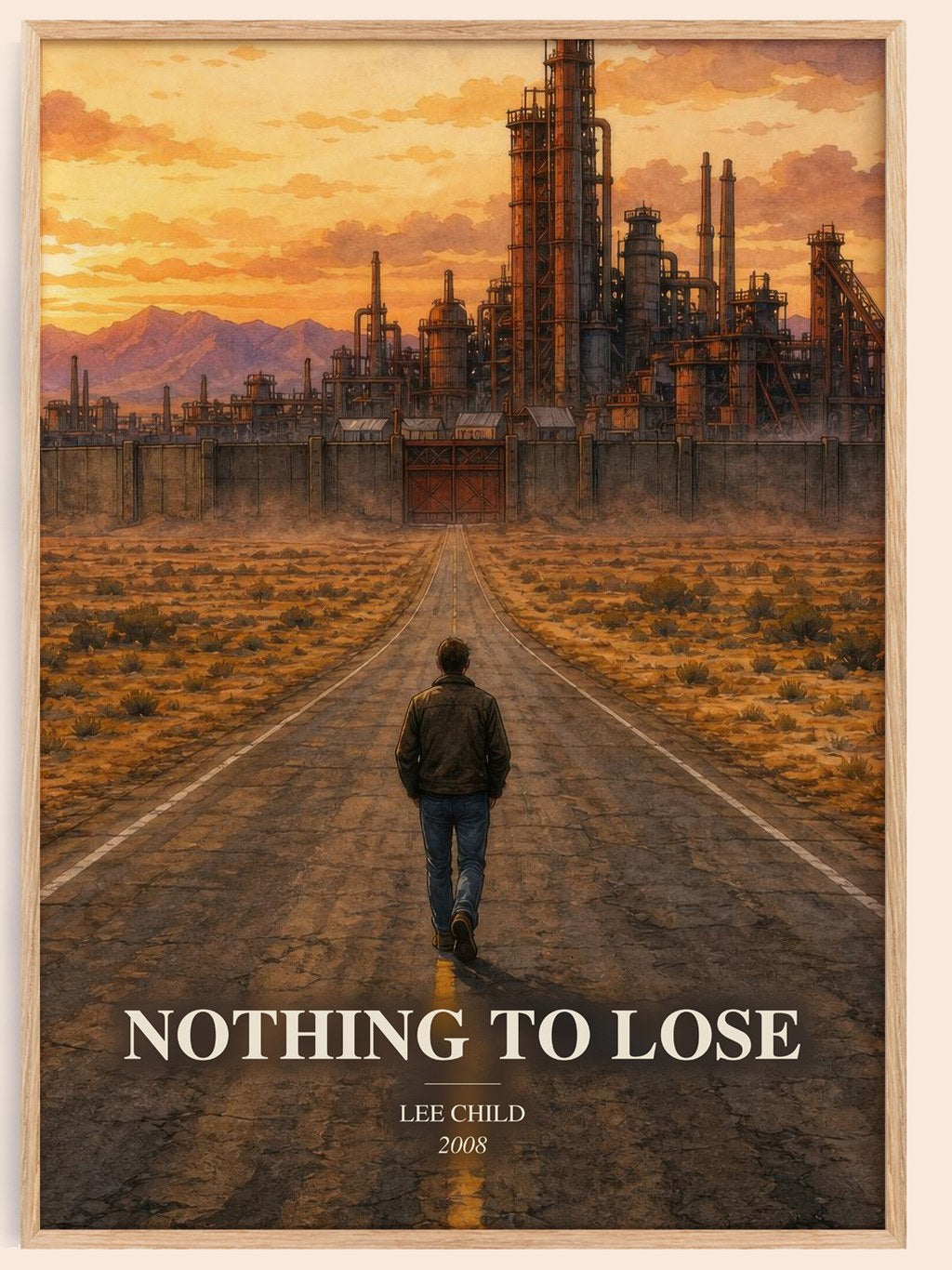 Nothing To Lose watercolour book poster by Lee Child – framed literary art print