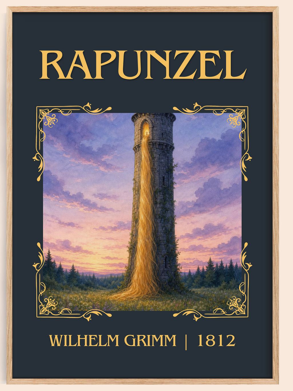 Rapunzel Classic Book Art Print by Wilhelm Grimm – book poster