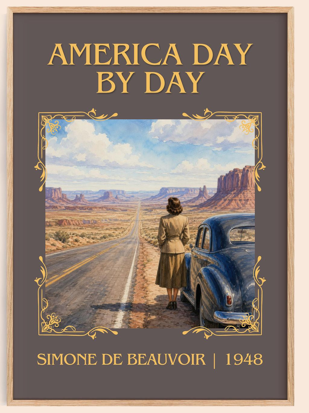 America Day by Day Classic Book Art Print by Simone de Beauvoir – book poster