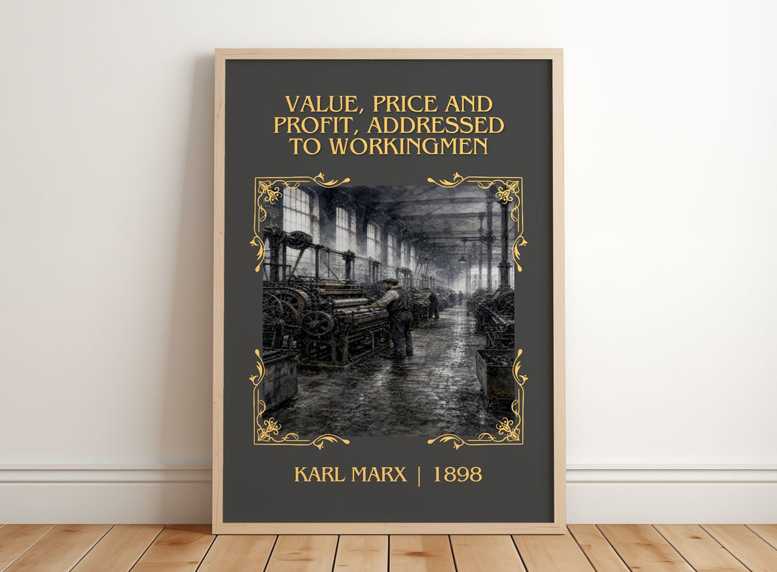 Value, price and profit, addressed to workingmen Classic Book Art Print by Karl Marx – framed print leaning on a wooden floor