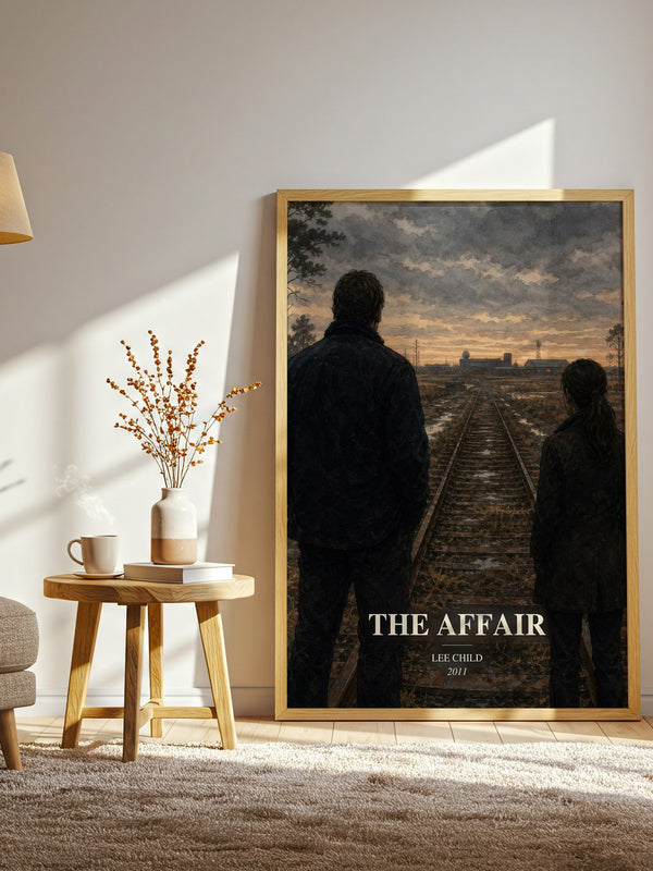 The Affair watercolour print in frame leaning in hallway – thriller wall art
