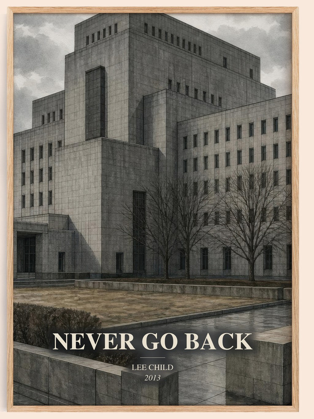Never Go Back watercolour book poster by Lee Child – framed literary art print