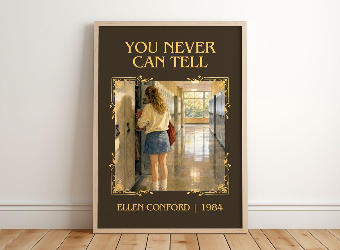 You never can tell Classic Book Art Print by Ellen Conford – framed print leaning on a wooden floor
