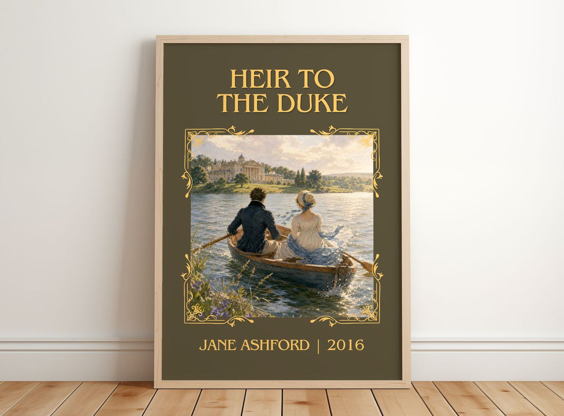 Heir to the Duke Classic Book Art Print by Jane Ashford – framed print leaning on a wooden floor