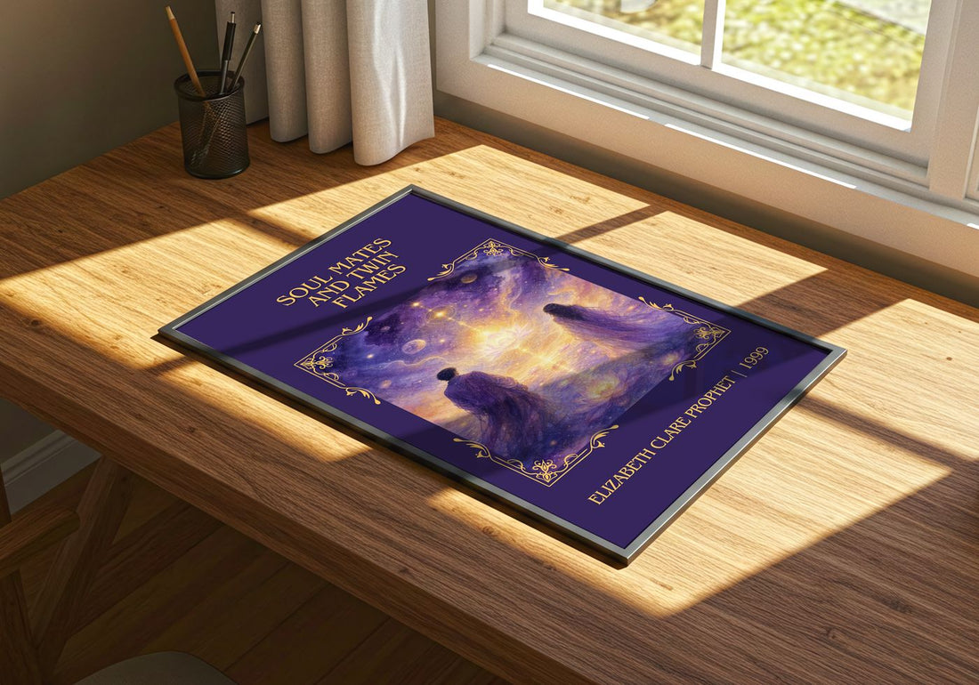 Soul Mates and Twin Flames Classic Book Art Print by E. Prophet – print on a sunlit desk