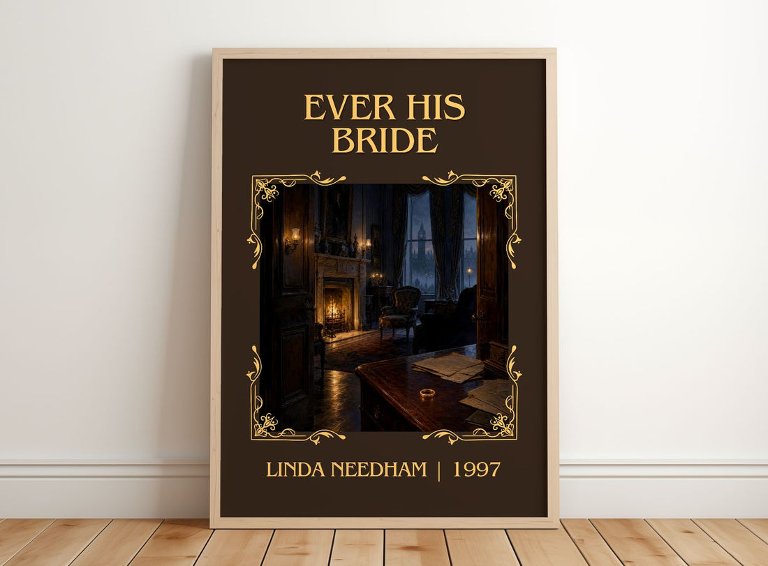 Ever His Bride Classic Book Art Print by Linda Needham – framed print leaning on a wooden floor
