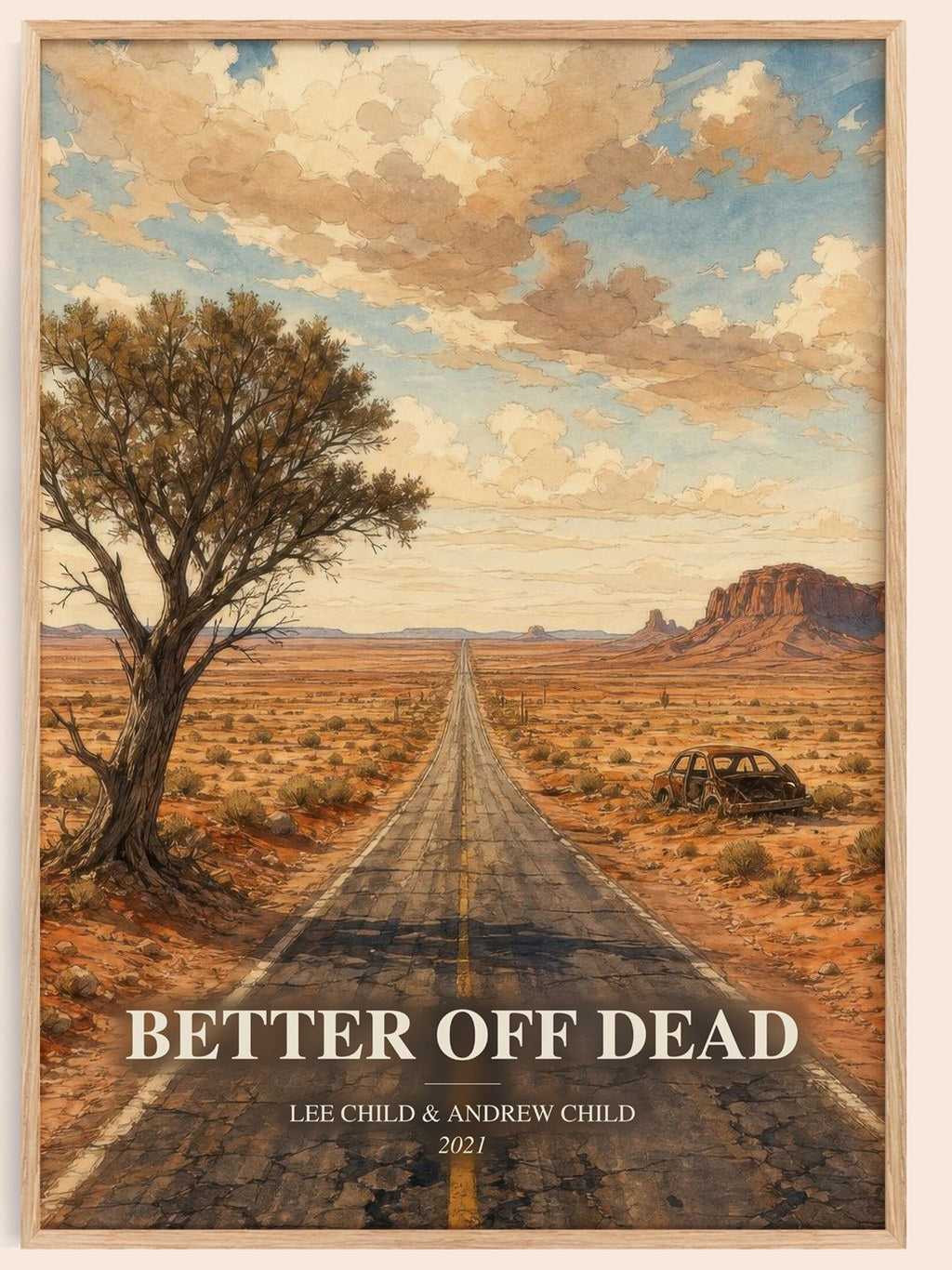 Better Off Dead watercolour book poster by Lee Child & Andrew Child – framed literary art print