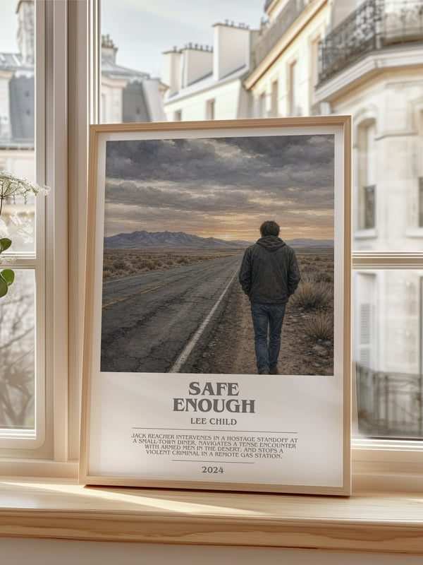 Safe Enough Bookish Wall Art by Lee Child – framed print by a bright window