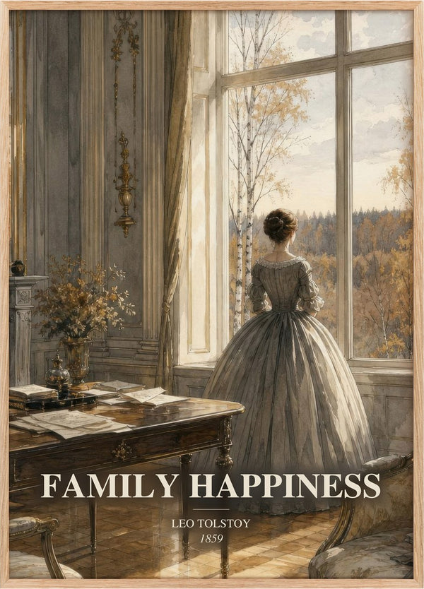 Family Happiness Book Watercolour Illustration by Leo Tolstoy