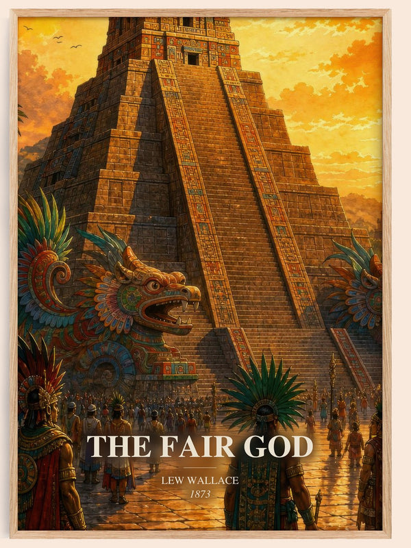 The Fair God watercolour book poster by Lew Wallace – framed literary art print