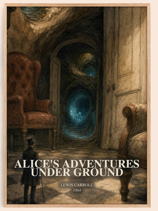 Alice'S Adventures Under Ground watercolour book poster by Lewis Carroll – framed literary art print