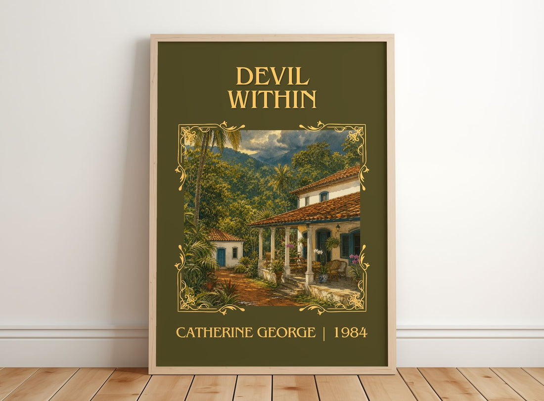 Devil Within Classic Book Art Print by Catherine George – framed print leaning on a wooden floor
