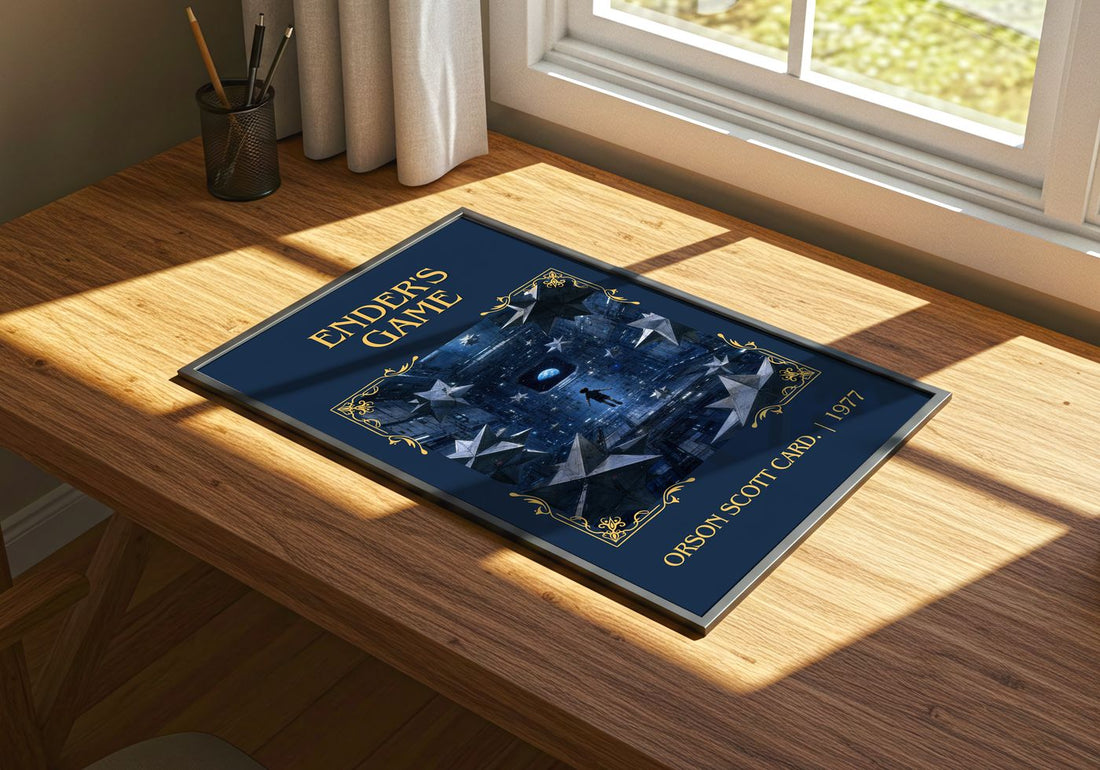 Ender's Game Classic Book Art Print by Orson Scott Card. – print on a sunlit desk