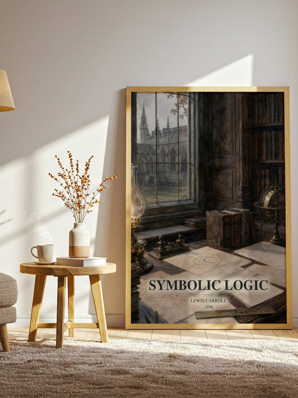 Symbolic Logic watercolour print in frame leaning in hallway – philosophy wall art