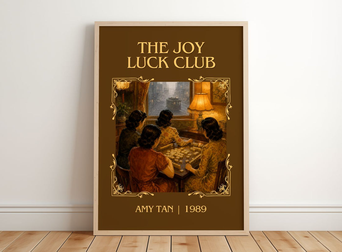 The Joy Luck Club Classic Book Art Print by Amy Tan – framed print leaning on a wooden floor