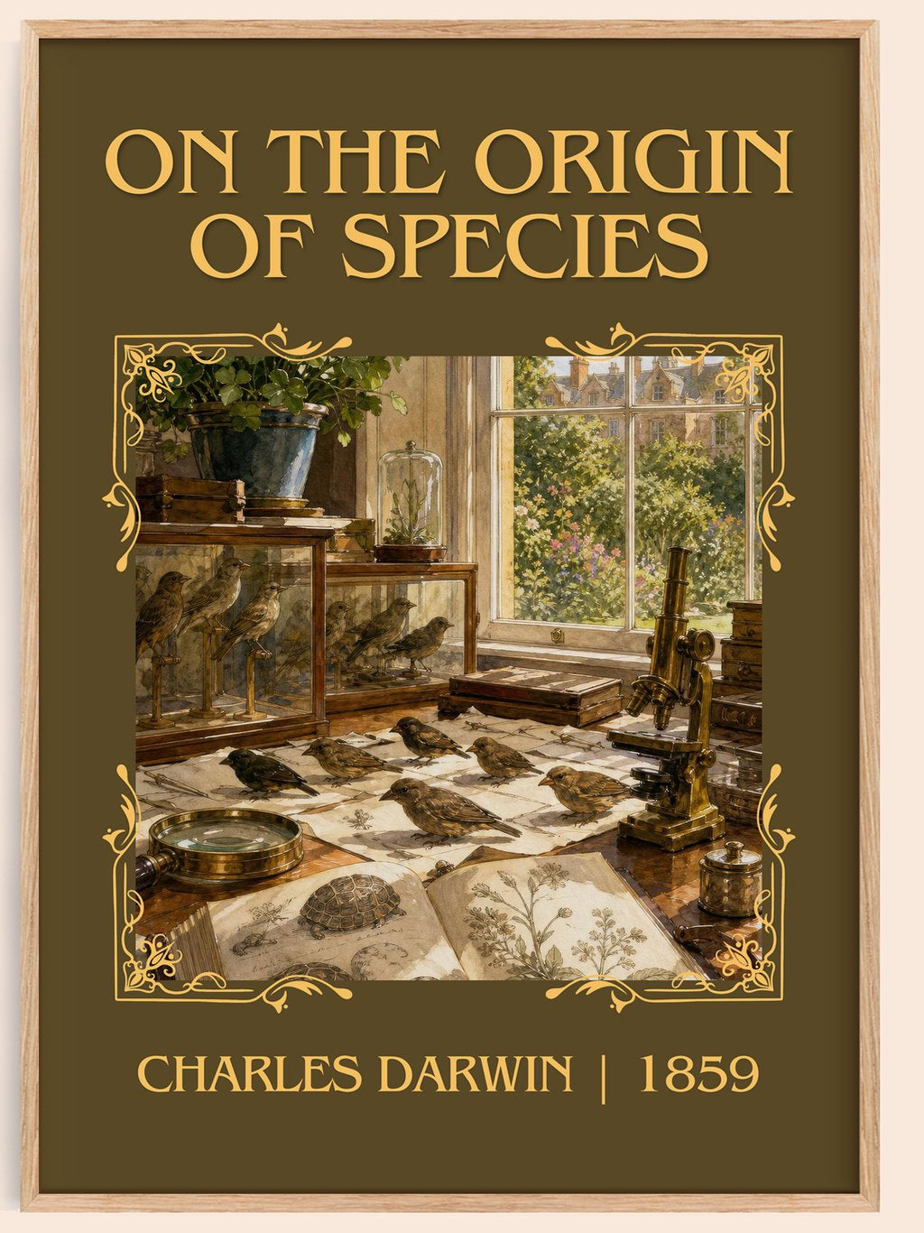 On the Origin of Species Classic Book Art Print by Charles Darwin – book poster