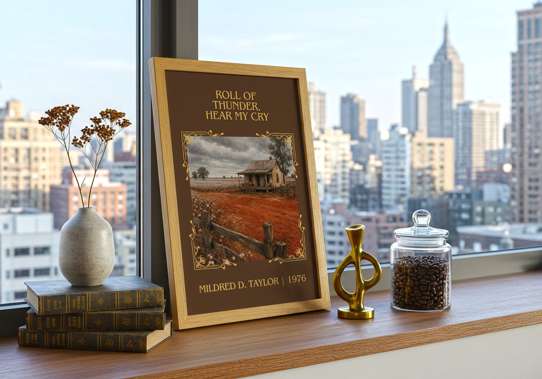 Roll of Thunder, Hear My Cry Classic Book Art Print by M. Taylor – framed print on a city-view windowsill