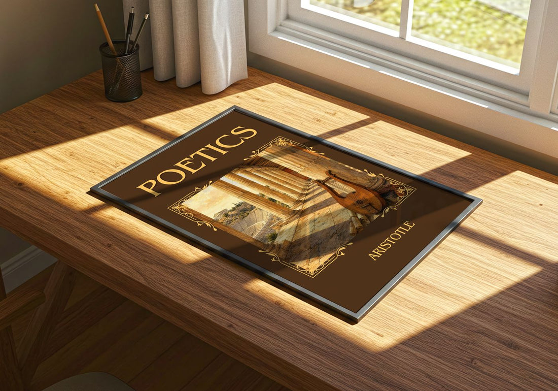 Poetics Classic Book Art Print by Aristotle – print on a sunlit desk