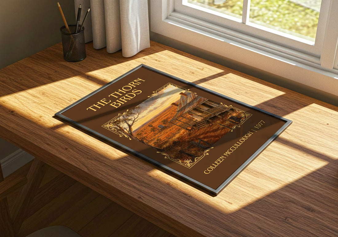 The Thorn Birds Classic Book Art Print by Colleen McCullough – print on a sunlit desk