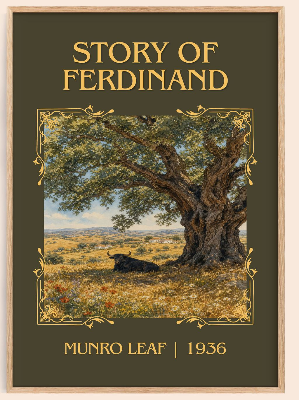 Story of Ferdinand Classic Book Art Print by Munro Leaf – book poster