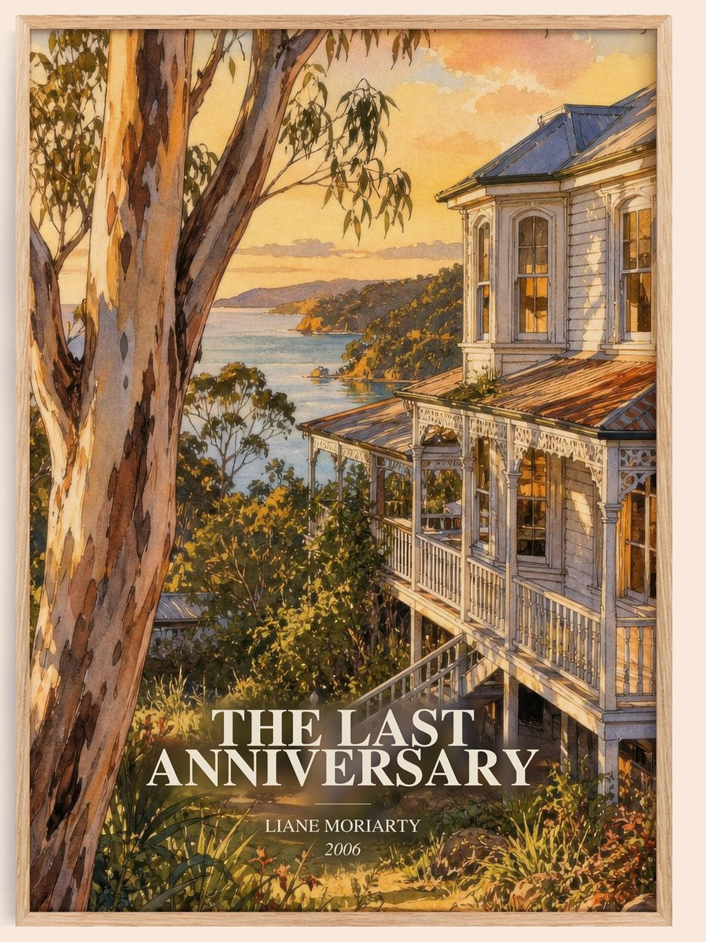 The Last Anniversary watercolour book poster by Liane Moriarty – framed literary art print