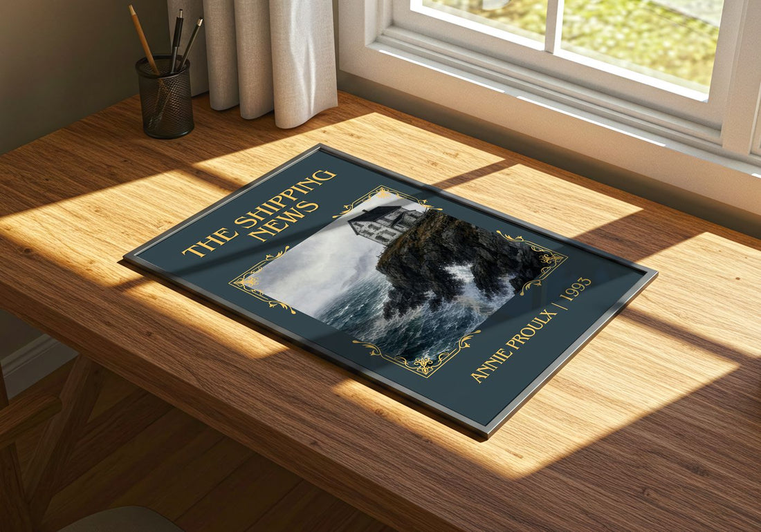 The Shipping News Classic Book Art Print by Annie Proulx – print on a sunlit desk