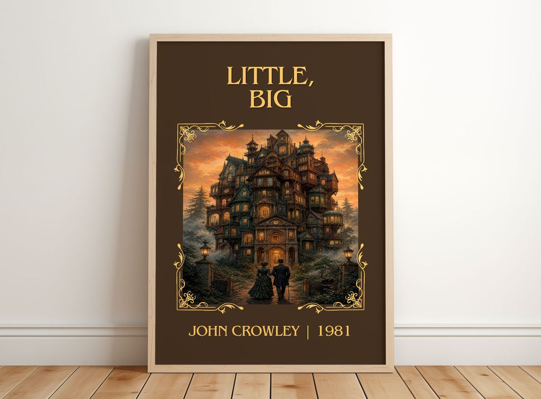 Little, Big Classic Book Art Print by John Crowley – framed print leaning on a wooden floor