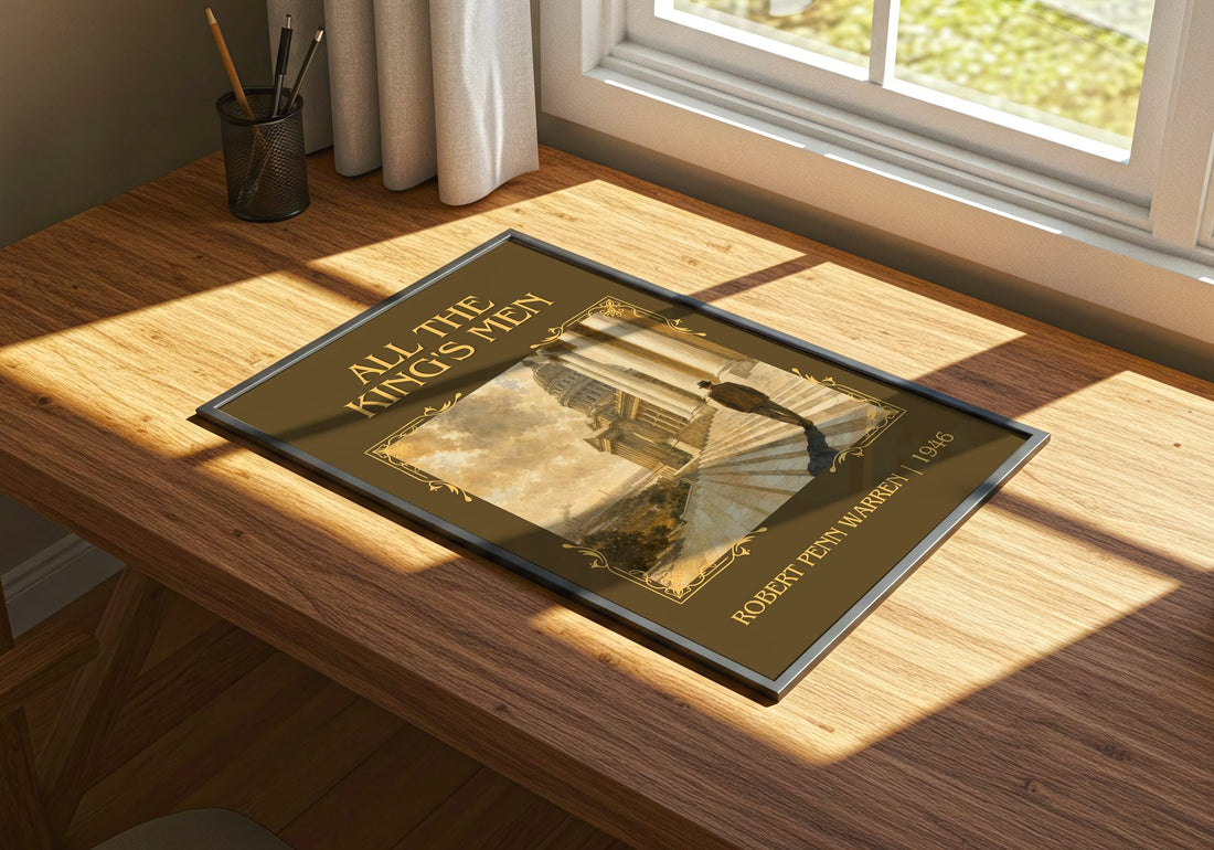 All the King's Men Classic Book Art Print by Robert Penn Warren – print on a sunlit desk