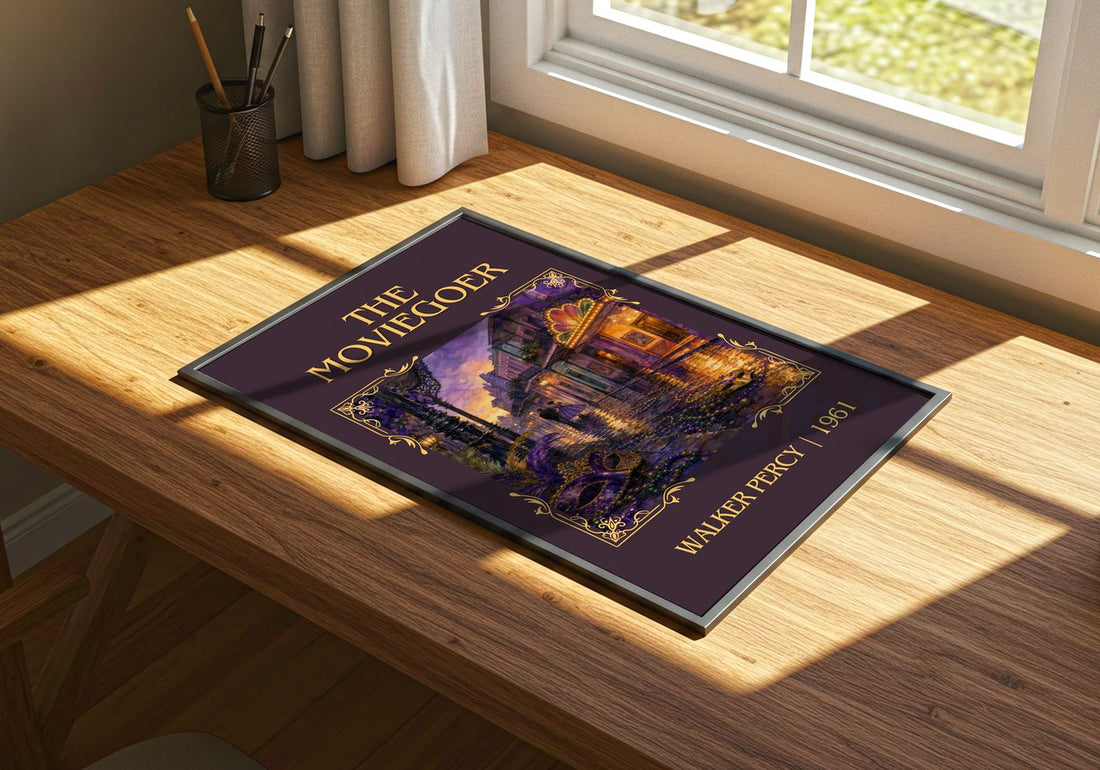 The Moviegoer Classic Book Art Print by Walker Percy – print on a sunlit desk