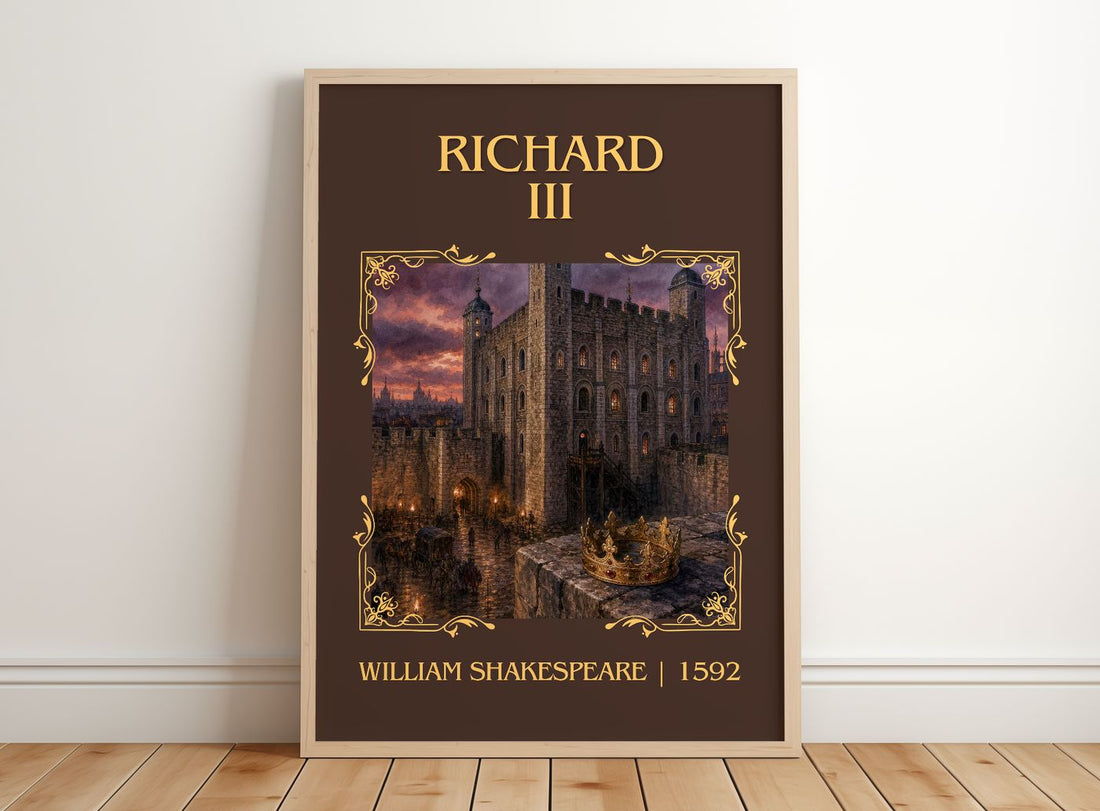 Richard III Classic Book Art Print by William Shakespeare – framed print leaning on a wooden floor