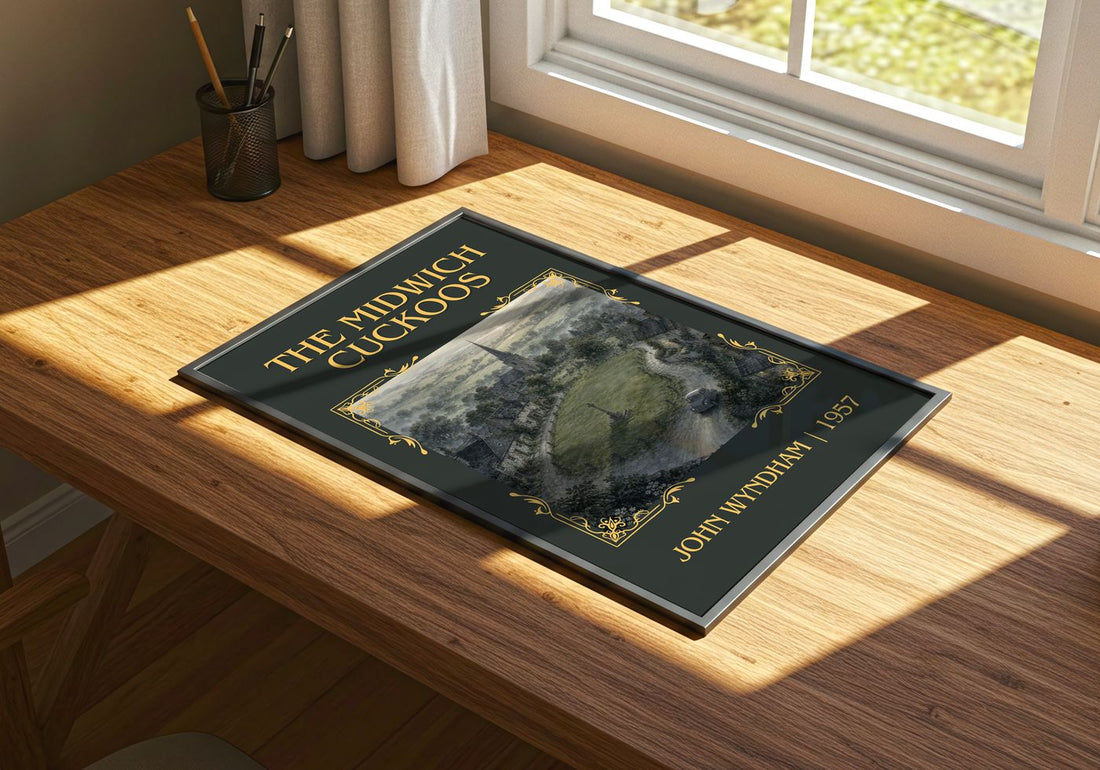 The Midwich Cuckoos Classic Book Art Print by John Wyndham – print on a sunlit desk