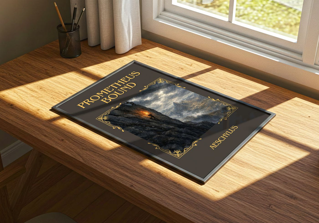 Prometheus Bound Classic Book Art Print by Aeschylus – print on a sunlit desk