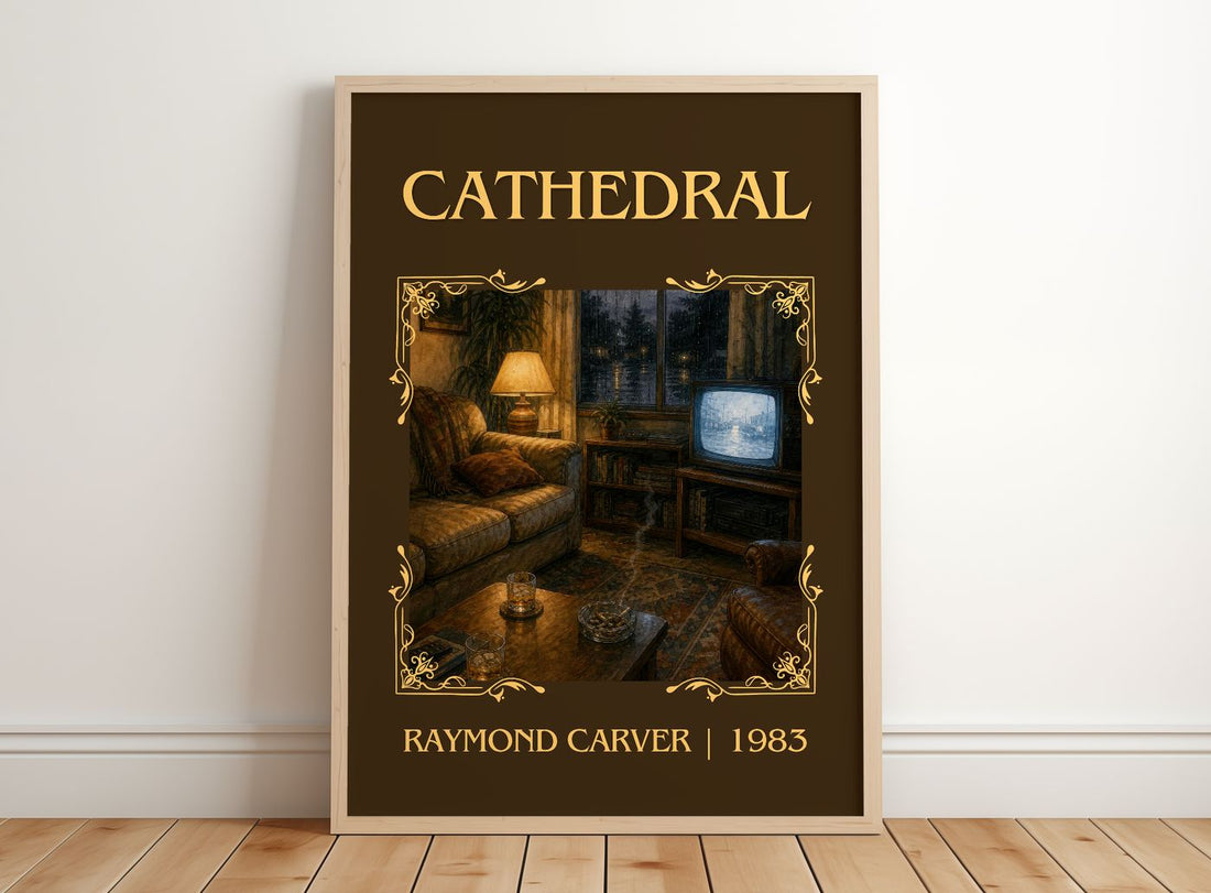 Cathedral Classic Book Art Print by Raymond Carver – framed print leaning on a wooden floor